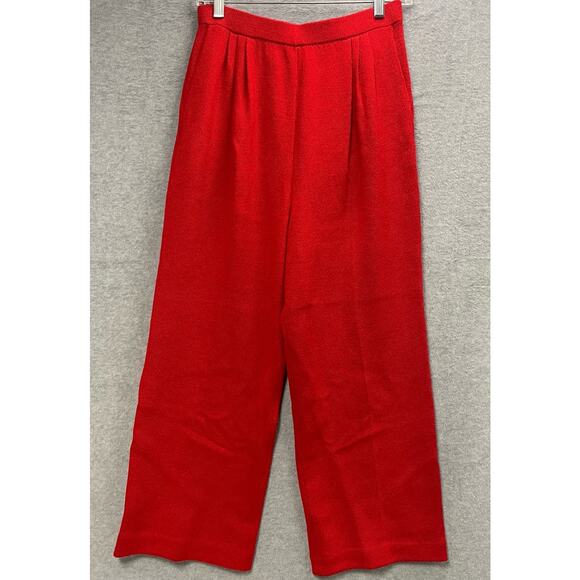 St. John Collection Santana Red Wide Leg Pants Size 6 - Picture 2 of 5